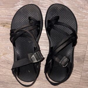 Chaco Black Double Strap Toe Loop Sandals